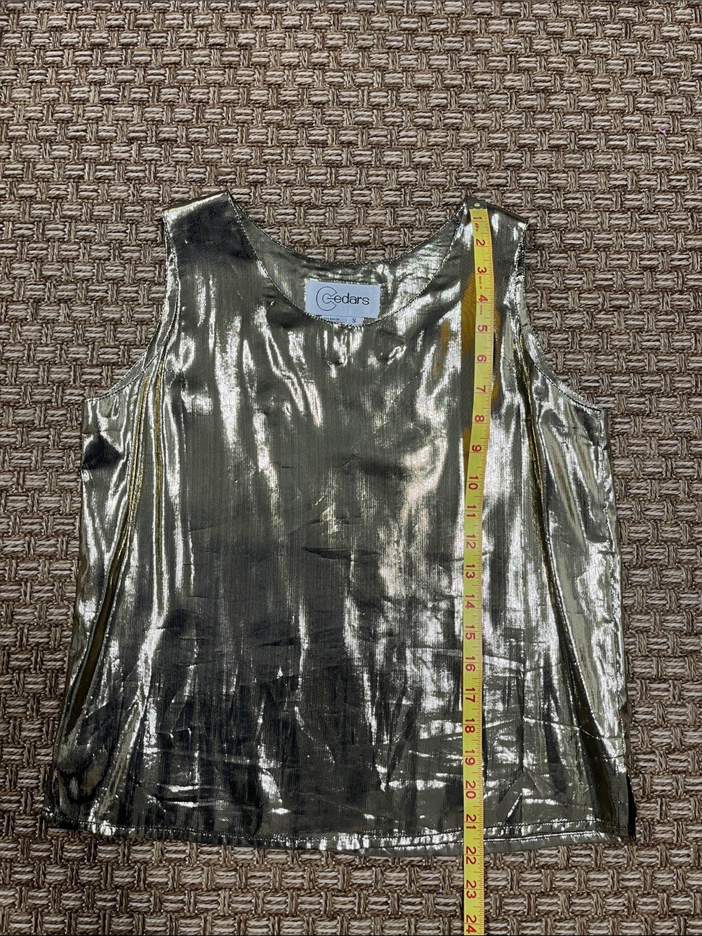 Metallic Gold Sleeveless Shine Blouse - Picture 7 of 10